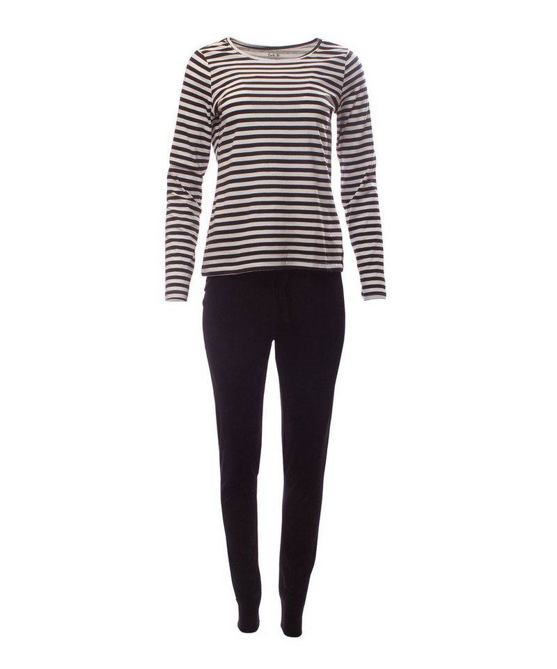 Era&Me Pyjama Damen Pyjama Set Schlafhose + Langarm Oberteil Gestreift-XL (2 tlg., Schlafanzug Schlafhose + Langarm Oberteil) von Era&Me