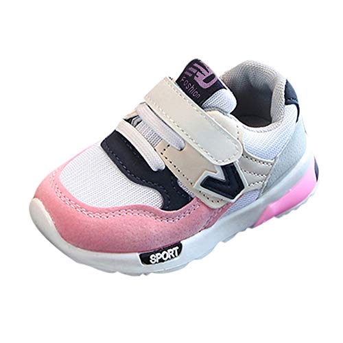 EraAja Sneaker Kinder Klettverschluss lässige Netz weich Laufbrief Schuhe Mädchen Sneaker 27 (Pink, 26) von EraAja