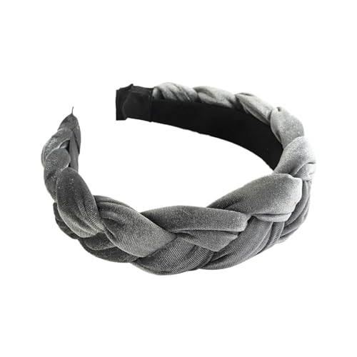 Geflochtenes Haarband, Samt, geflochtenes Stirnband, Damen, breites Vintage-gepolstertes Stirnband für Frauen und Mädchen Sommer Spiele (Grey, One Size) von EraAja