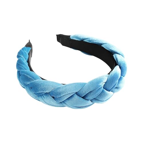 Geflochtenes Haarband, Samt, geflochtenes Stirnband, Damen, breites Vintage-gepolstertes Stirnband für Frauen und Mädchen Sommer Spiele (Light Blue, One Size) von EraAja