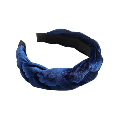 Geflochtenes Haarband, Samt, geflochtenes Stirnband, Damen, breites Vintage-gepolstertes Stirnband für Frauen und Mädchen Sommer Spiele (Navy, One Size) von EraAja