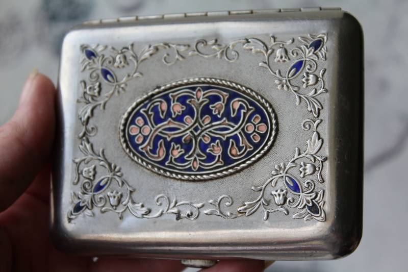 Nicht Funktionierendes Cloisonne Zigarettenetui Aus Der Udssr. Metall Udssr. Tabakdose. Kartenhalter, Geschenkidee, Weihnachtsgeschenk von EraRetro