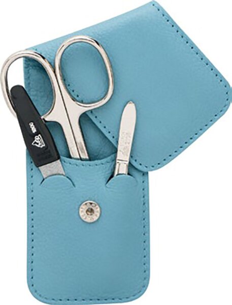 Erbe Collection dreiteiliges Manicure Set im Leder-Etui blau von Erbe