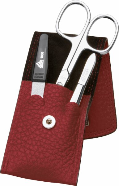 Erbe Collection dreiteiliges Manicure Set im Lederetui, rot 10,5 x 5,0 cm von Erbe
