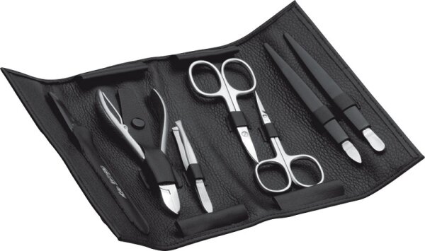 Erbe Collection siebenteiliges Manicure Set im Lederetui 15,5 x 5,5 cm von Erbe