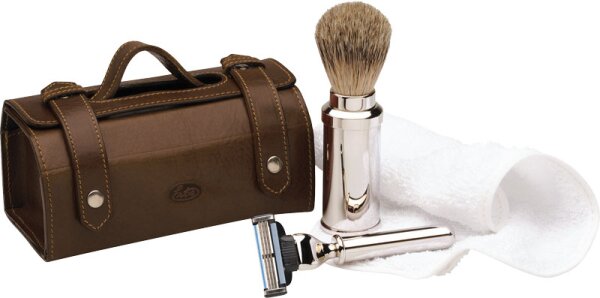 Erbe Collection vierteiliges Herren-Reiseset, braun 15 x 8,5 cm von Erbe