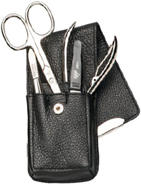 Erbe Collection vierteiliges Manicure Set im Leder-Etui braun von Erbe