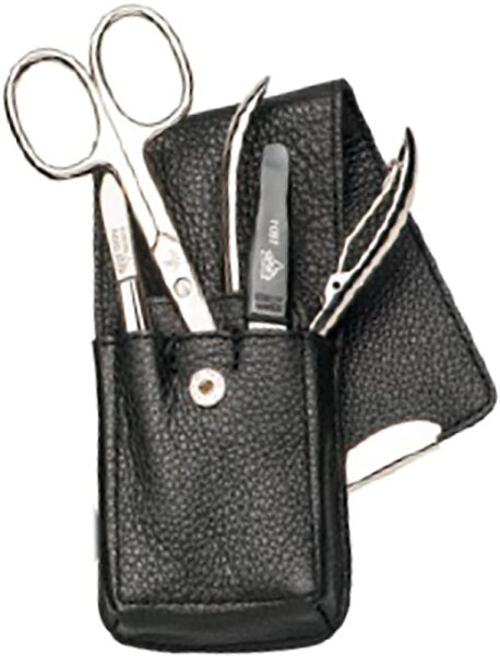 Erbe Collection vierteiliges Manicure Set im Leder-Etui schwarz von Erbe