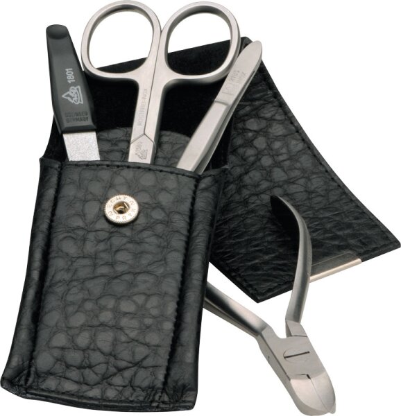 Erbe Collection vierteiliges Manicure Set im Lederetui schwarz 13,0 x 5,0 cm von Erbe