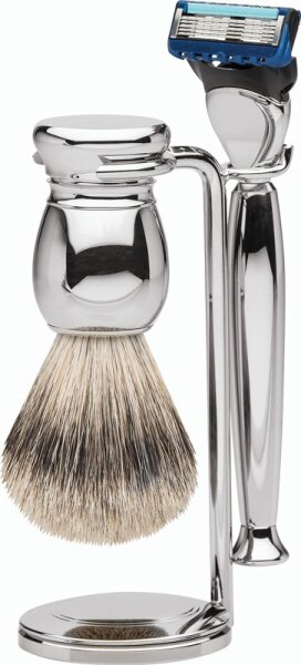 Erbe Shaving Shop Premium Design MILANO Silberspitz & Fusion Metall glänzend Rasiergarnitur von Erbe