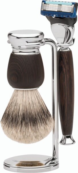 Erbe Shaving Shop Premium Design MILANO Silberspitz & Fusion Wengeholz Rasiergarnitur von Erbe