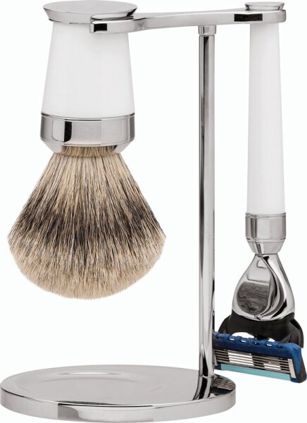 Erbe Shaving Shop Premium Design PARIS Silberspitz & Fusion Edelharz weiß Rasiergarnitur von Erbe