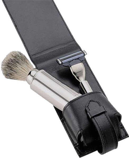 Erbe Shaving Shop Rasierset dreiteilig in Ledertasche 13 x 7, schwarz von Erbe