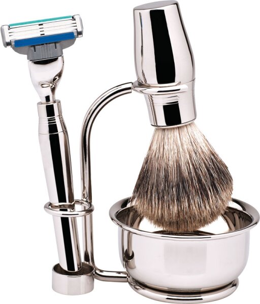 Erbe Shaving Shop Rasierset vierteilig, Hochglanz, Gillette Mach 3, mit Schale von Erbe