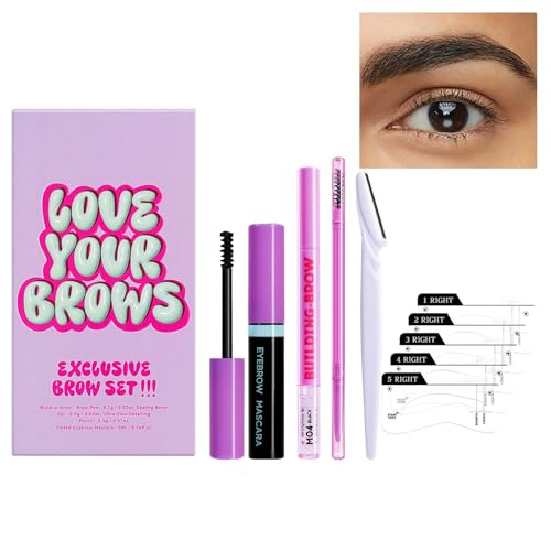 Erconsso Brauenstift-Set für Augenbrauen, Make-up-Brauen-Set, Wasserfestes Augen-Make-up, bruchsicheres Augenbrauen-Set, Make-up-Set mit Augenbrauenkarte, Mascara, Augenbrauencreme, Augenbrauentrimmer von Erconsso