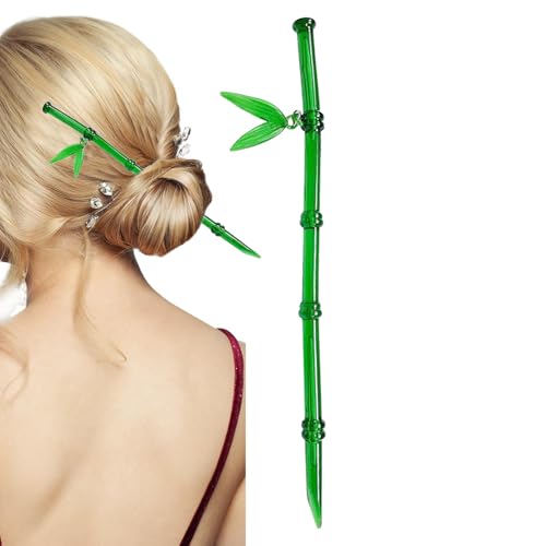 Erconsso Chinesische Haarnadeln - Retro Haarschmuck Im Bambusdesign,Dekorative Kunstharz-Haarschmuck Mit Dutt Halter Elegante Accessoires Für Damen Mädchen Hochzeit Teezeremonie von Erconsso