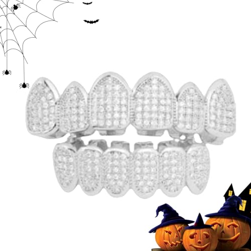 Erconsso Hip Hop Brace, Hip Hop Teeth Brace,Rapper Kostüm Mouth Brace | Hip Hop Teeth Grills Unisex Top Bottom Mouth Teeth Grills Abnehmbare Zähne Modeaccessoires von Erconsso