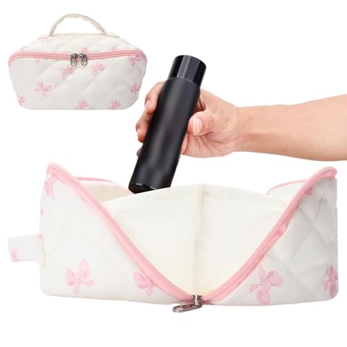 Erconsso Steppte Make-up Tasche | Niedlicher Großer Schminkbeutel,Kosmetik Aufbewahrung Für Damen Mädchen Kinder Reise Gepäck Schule Haus Hautpflege Stifte Pinsel Täglicher Bedarf von Erconsso