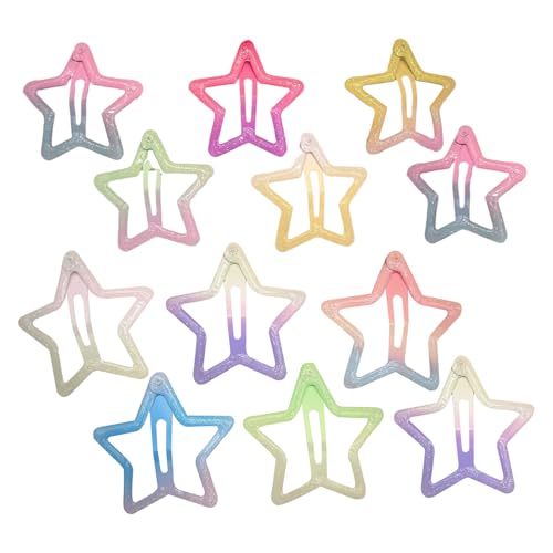 Erconsso Sterne Haarklammern 12 Stück Farbverlauf,Stern Haarnadeln | Bunte Grifffestiger Dekoratives Styling Haltegriffe Für Damen Kinder Party Hochzeit von Erconsso