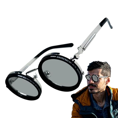 Erconsso Verstellbare Sonnenbrille Für Herren | Stufenlos Verstellbare Runde Angelbrille,Für Damen Und Herren Bei Sport Outdoor Aktivitäten Wie Motorrad Fahren Angeln Radfahren von Erconsso