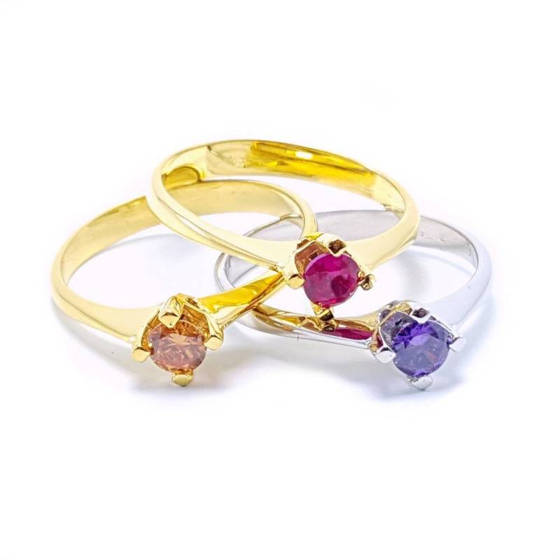 Gold Geburtsstein Ring Sterlingsilber Solitaire Versprechen Ring von ErdalBirdalJewelry