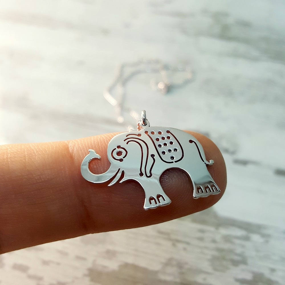 Handgefertigte Sterling Silber Elefant Halskette Tier Schmuck Geschenk von ErdalBirdalJewelry