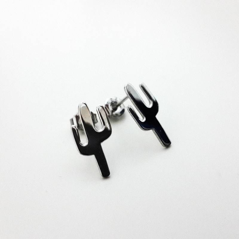 sterling Silber Kaktus Ohrstecker Hand Gesägt Schmuck von ErdalBirdalJewelry