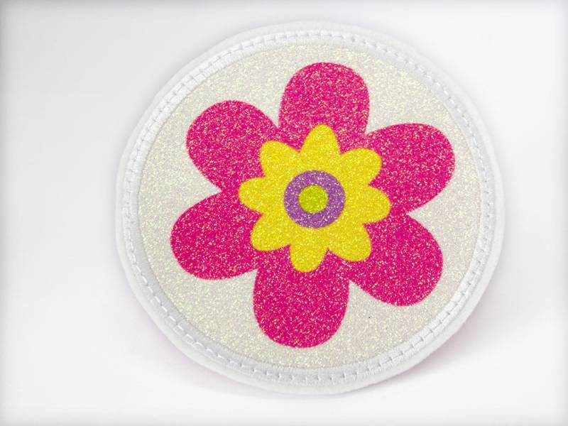 Glitzer - Klett Patch Für Schulranzen Blume Pink Personalisierbar Mit Namen Auch Als Anhänger Oder Bügelpatch Magnet von Erdbeerkobold