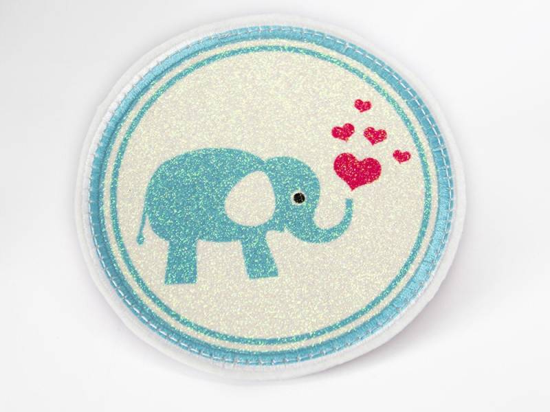 Glitzer - Klett Patch Für Schulranzen Elefant Blau Personalisierbar Mit Namen Auch Als Anhänger Oder Bügelpatch Magnet von Erdbeerkobold