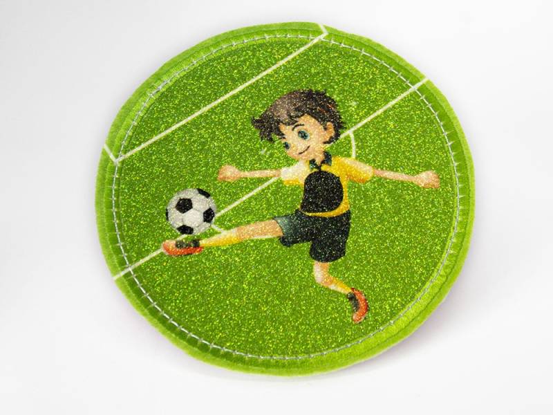 Glitzer - Klett Patch Für Schulranzen Fußball Jungs Personalisierbar Mit Namen Auch Als Anhänger Oder Bügelpatch Magnet von Erdbeerkobold