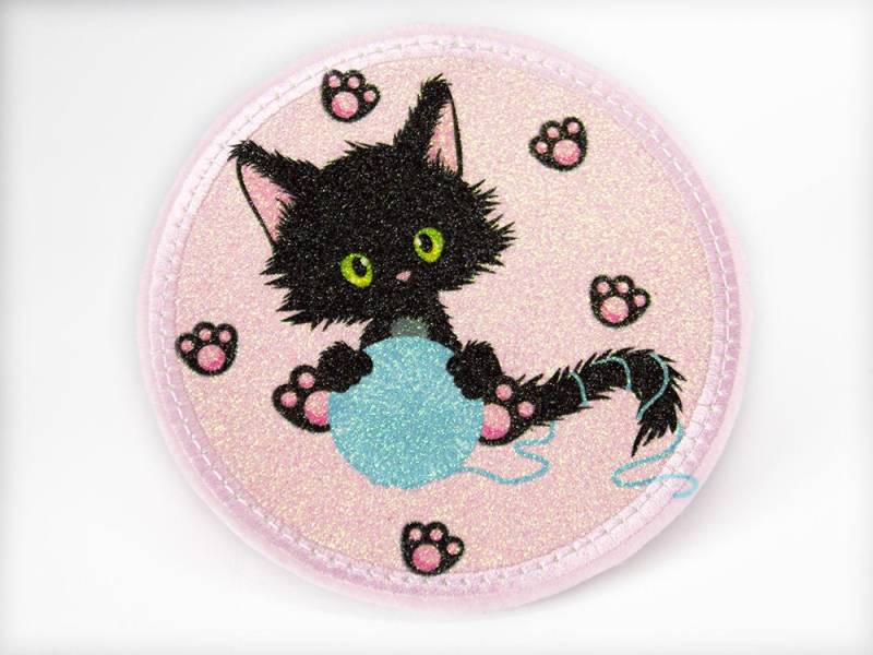 Glitzer - Klett Patch Für Schulranzen Katze Personalisierbar Mit Namen Auch Als Anhänger Oder Bügelpatch Magnet von Erdbeerkobold