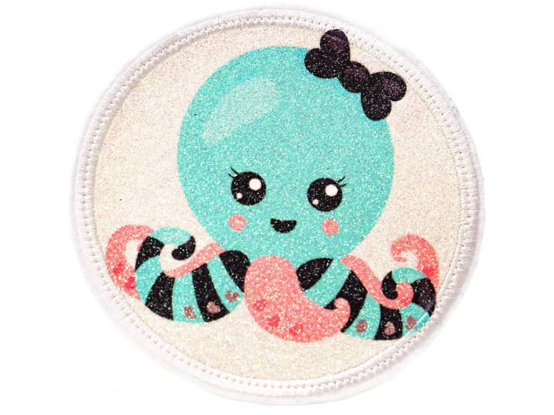 Glitzer - Klett Patch Für Schulranzen Krake Personalisierbar Mit Namen Auch Als Anhänger Oder Bügelpatch Magnet von Erdbeerkobold