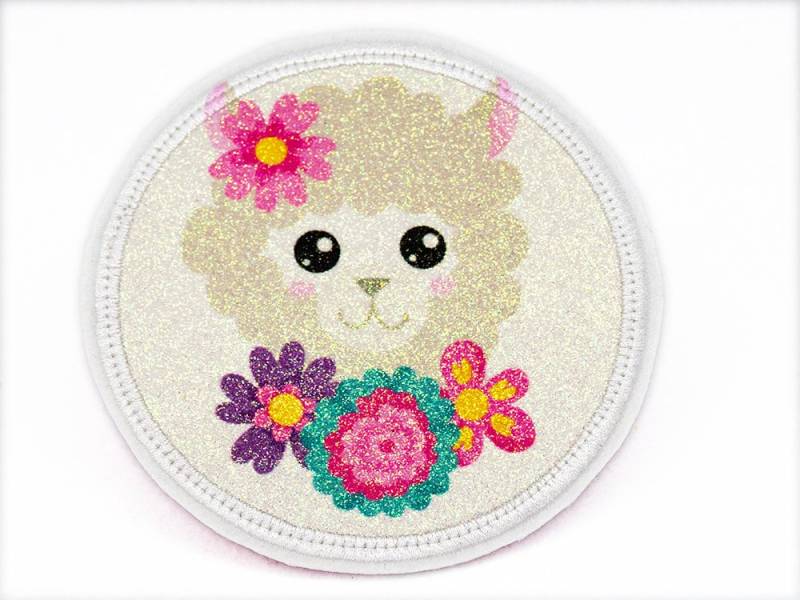 Glitzer - Klett Patch Für Schulranzen Lama Alpaka Personalisierbar Mit Namen Auch Als Anhänger Oder Bügelpatch Magnet von Erdbeerkobold