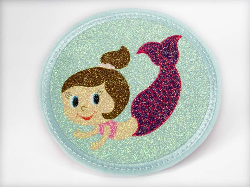Glitzer - Klett Patch Für Schulranzen Meerjungfrau 2 Personalisierbar Mit Namen Auch Als Anhänger Oder Bügelpatch Magnet von Erdbeerkobold