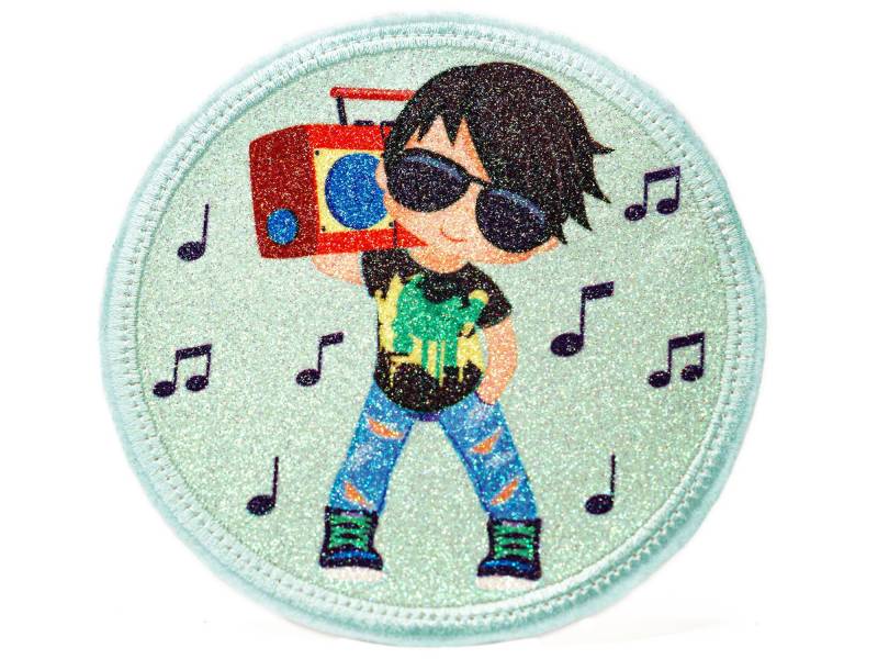 Glitzer - Klett Patch Für Schulranzen Musik Junge Personalisierbar Mit Namen Auch Als Anhänger Oder Bügelpatch von Erdbeerkobold