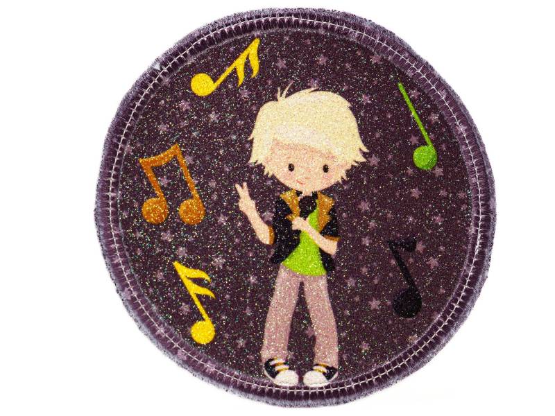 Glitzer - Klett Patch Für Schulranzen Sänger Musik Personalisierbar Mit Namen Auch Als Anhänger Oder Bügelpatch von Erdbeerkobold