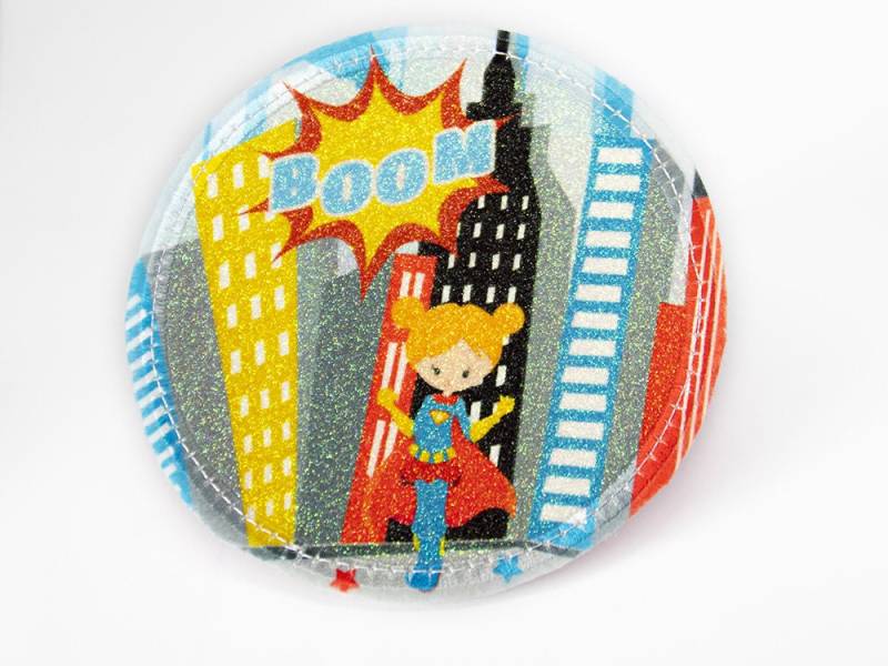 Glitzer - Klett Patch Für Schulranzen Superheldin Personalisierbar Mit Namen Auch Als Anhänger Oder Bügelpatch Magnet von Erdbeerkobold