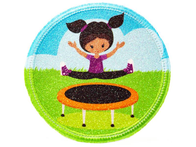 Glitzer - Klett Patch Für Schulranzen Trampolin Mädchen Personalisierbar Mit Namen Auch Als Anhänger Oder Bügelpatch Magnet von Erdbeerkobold