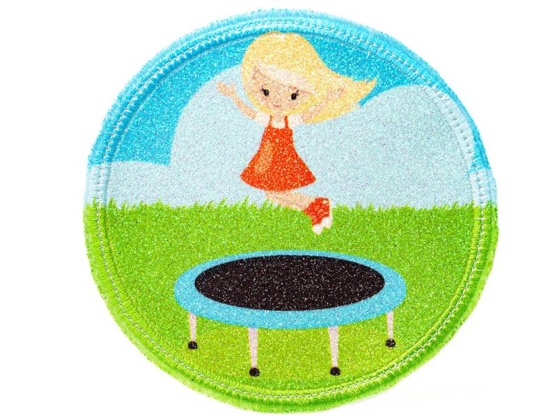 Glitzer - Klett Patch Für Schulranzen Trampolin Mädchen Personalisierbar Mit Namen Auch Als Anhänger Oder Bügelpatch Magnet von Erdbeerkobold