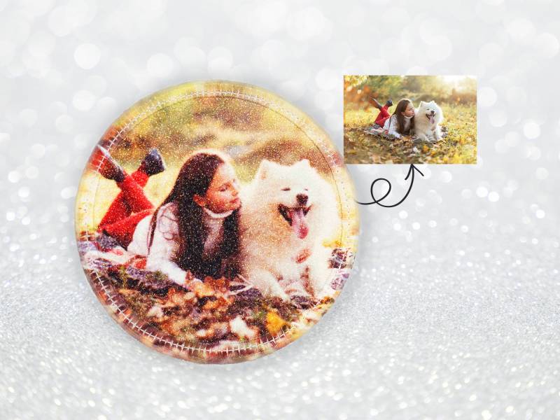 Glitzer - Klett Patch Mit Eigenem Foto Für Schulranzen Personalisierbar Auch Als Anhänger Oder Bügelpatch von Erdbeerkobold