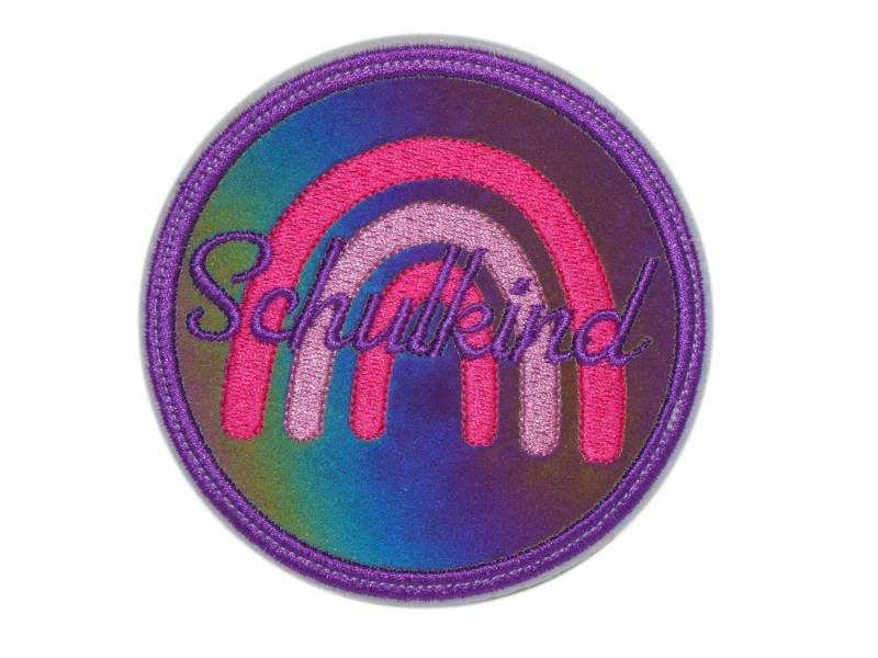 Reflektor - Klett Patch Regenbogen Für Den Schulranzen Oder Rucksack Optional Mit Namen | Auch Als Anhänger Zum Aufbügeln Lila-Pink von Erdbeerkobold