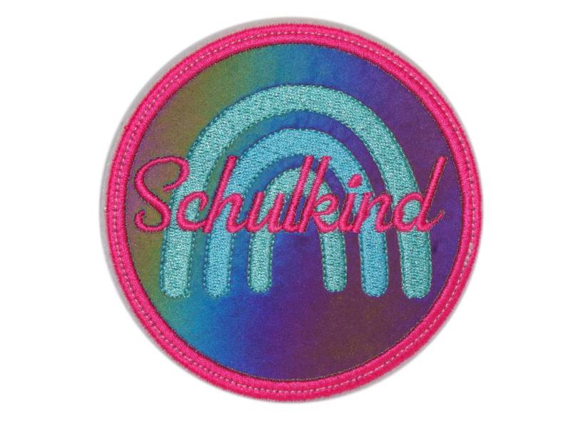 Reflektor - Klett Patch Regenbogen Für Den Schulranzen Oder Rucksack Optional Mit Namen | Auch Als Anhänger Zum Aufbügeln Pink-Mint von Erdbeerkobold