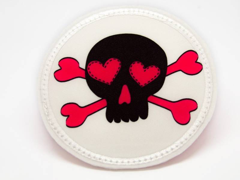 stoff - Klett Patch Für Schulranzen Totenkopf 1 Personalisierbar Mit Namen Auch Als Anhänger Oder Bügelpatch von Erdbeerkobold