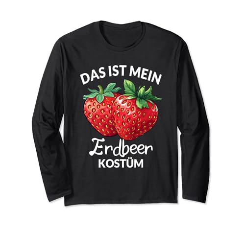 Erdbeere Kostüm Erdbeerkostüm Kinder Erwachsene Damen Herren Langarmshirt von Erdbeerkostüm Erdbeer Früchte Frucht Obst Kostüme