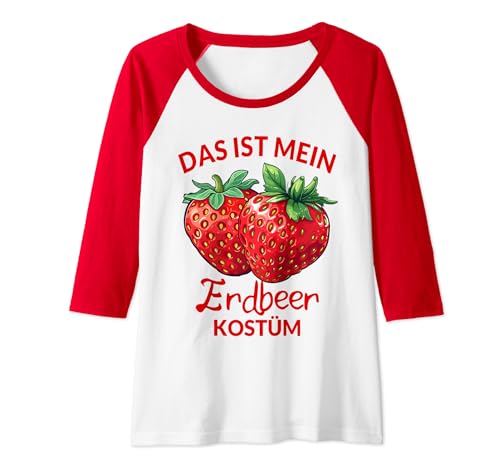 Erdbeere Kostüm Erdbeerkostüm Kinder Erwachsene Damen Herren Raglan von Erdbeerkostüm Erdbeer Früchte Frucht Obst Kostüme