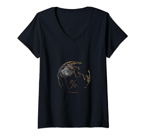 Damen Erde Geometrisch T-Shirt mit V-Ausschnitt Damen Erde Geometrisch T-Shirt mit V-Ausschnitt von Erde Geometrisches Geschenk Kleidung