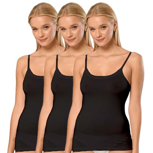 Erdem Bamboo String Tank Top Damen Tops Damenoberteile Sommerkleidung für Frauen Trägertop Ärmellos Basic Tops Baumwolle Sommertops Basic Fitted 3er Pack Schwarz 3XL von Erdem Ic Giyim