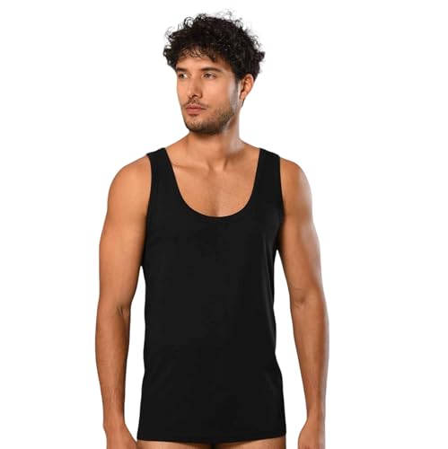 Erdem Bamboo Tank Top Ärmelloses Herren Tops Casual Herren Unterhemden Herrenunterwäsche Atmungsaktiv Baumwolle Unterhemden Klassischer Stil Sommer T-Shirt,Schwarz,L von Erdem Ic Giyim
