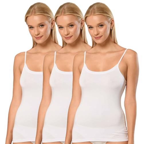 Erdem Ic Giyim Damen-Superdünnes Bambus-Unterhemd mit Seilträger Perfekte Passform, Komfort, 95% Bambus, 5% Elastan, Größen M-3XL, Schwarz und Weiß | 3er-Pack-Weiß - M von Erdem Ic Giyim