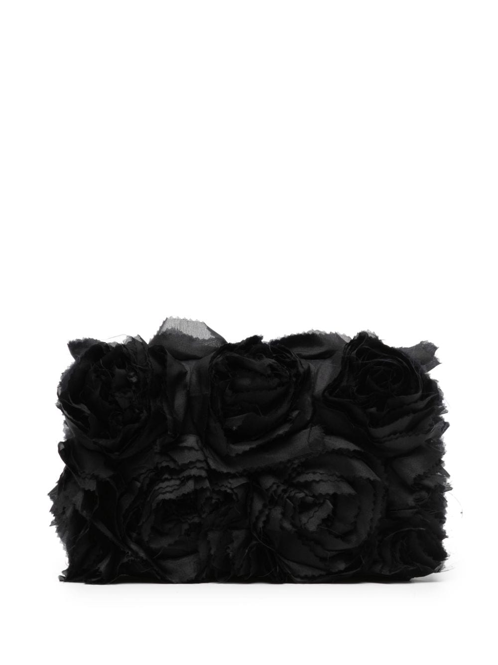 Erdem Gerüschte Clutch mit Blumenapplikation - Schwarz von Erdem